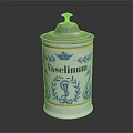 Vintage White Decorative Cup With Silver Lid Blue Patterns And Gold Trim