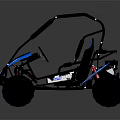 Blue And White Sporty Kart With Two Seats And Black Roof Design