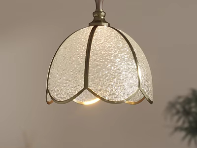 Vintage Pendant Light With Textured Glass Shade And Brass Frame For Interior Lighting 3d model