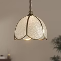 Vintage Pendant Light With Textured Glass Shade And Brass Frame For Interior Lighting