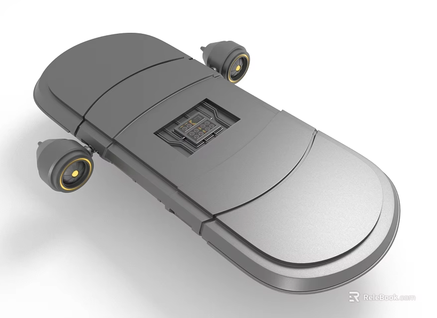 Gray Electric Skateboard With Sleek Design And Wheels 3d model 
