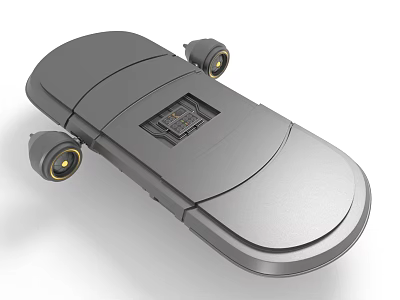 Gray Electric Skateboard With Sleek Design And Wheels 3d model