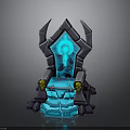 Glowing Blue Throne With Spiked Decorations Stone Base And Yellow Accents