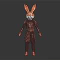 Rabbit Character Wearing Red Armor Standing On Black Background 3d model