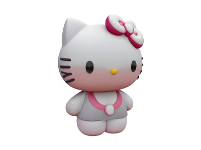 Cute Hello Kitty Design Pet Toy With Pink Bow And White Body For Pets 3d model