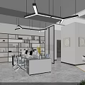 Modern Office Interior Design With Open Layout Glass Partitions Pendant Lights And Decorative Plants