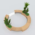 Circular Wooden Outdoor Chair Design With Green Plants For Garden Patio