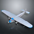 Blue And White Airplane With Single Wing Propeller Landing Gear And Tail Design