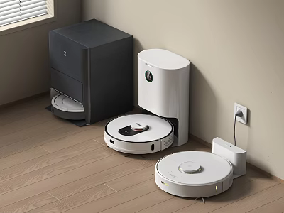 Smart Machines For Home Cleaning Featuring Robot Vacuum And Dust Collection Base 3d model