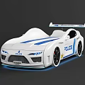 White Police Car With Blue Stripes PRO 7000 Black Wheels And Lights