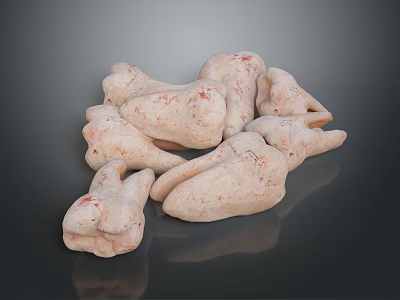 Pale Pink Head Organ Anatomical Models With Red Markings Irregular Shapes On Dark Reflective Background 3d model