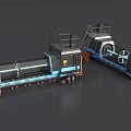 Industrial Equipment with Long Machine Structure Blue Accents Ladder and Wheel Components