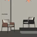 Poliform Modern Single Chair With Beige Cushion Brown Frame And Minimalist Style