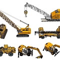 Construction Machinery Bulldozer Excavator Crane Crane 3d model