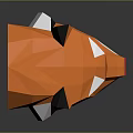 Orange 3D Low Poly Tiger Head With Black Stripes And Geometric Design 3d model