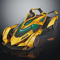 Futuristic Racing Car With Yellow Green Sleek Design And Black Accents Sporty Wheels