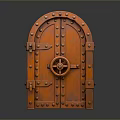 Vintage Metal Door With Rivets And Wheel Lock Design