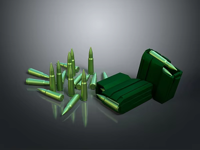 Detailed Green Bullet And Magazine Clip Sculpture Carving Artistic Display Piece 3d model