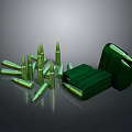 Detailed Green Bullet And Magazine Clip Sculpture Carving Artistic Display Piece