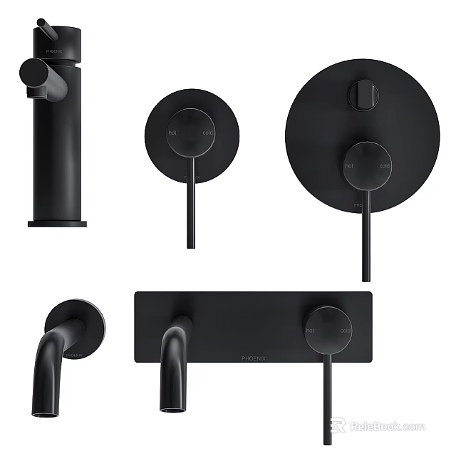 Modern Design Black Bathroom Faucet With Knobs Control Panels And Handles 3d model 