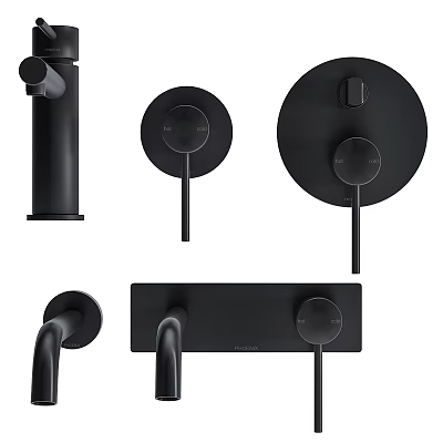 Modern Design Black Bathroom Faucet With Knobs Control Panels And Handles 3d model