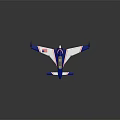 Blue And White Model Airplane With Red Stripes Transparent Cockpit And Wing Design