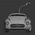 Vintage Classic Car with Gullwing Doors Silver Body Red Interior Retro Design