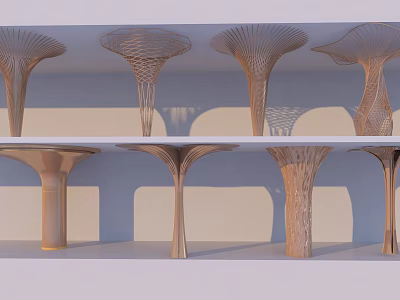 Modern Artistic Sculptural Pillars With Intricate Textured Designs In Stylish Arrangement 3d model