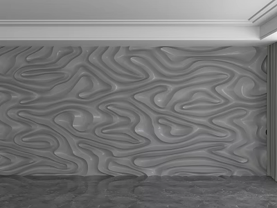 Elegant Modern Gray Feature Wall with Wavy Textured Design for Interior Decor 3d model