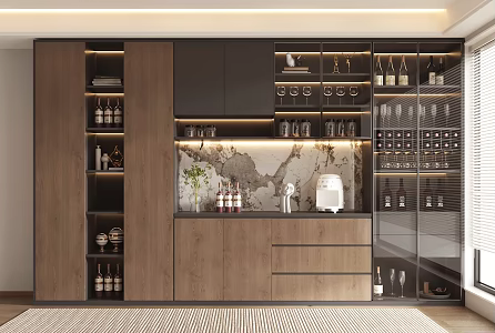 Modern wine cabinet jewelry ornaments combination 3d model
