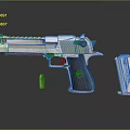 Detailed Silver Pistol With Magazine And Bullet On Black Smooth Surface