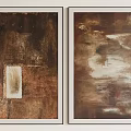 Modern Abstract Paintings Two Framed Wall Art With Brown Beige Warm Textured Tones