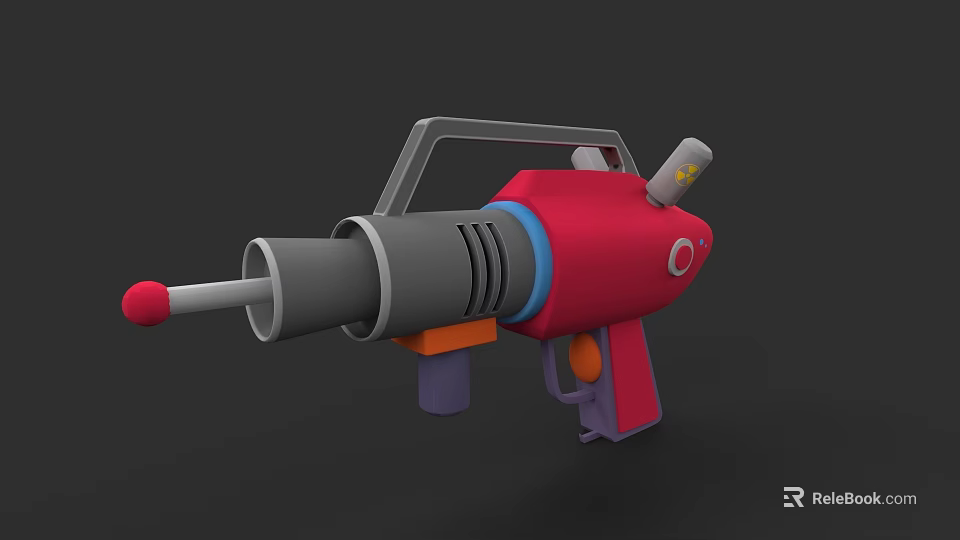 Colorful Toy Gun With Red Grip Gray Barrel Blue Accents And Orange Details 3d model 