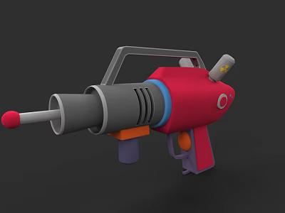 Colorful Toy Gun With Red Grip Gray Barrel Blue Accents And Orange Details 3d model