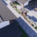 Rural Self built House With Traditional Tiled Roof Courtyard And Stone Path Design