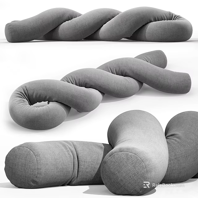 Modern Fabric Multi Person Sofa With Curved Design And Comfortable Seats 3d model 