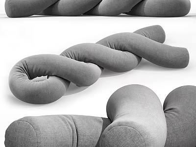 Modern Fabric Multi Person Sofa With Curved Design And Comfortable Seats 3d model