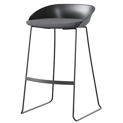 Modern Bar Stool With Sleek Metal Frame And Comfortable Gray Seat 3d model