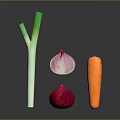 Fresh Organic Vegetables Leek Onion Red Onion And Carrot On Dark Background With Reflection