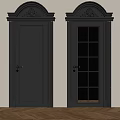 Black Doors With Decorative Arch Top Solid Wood And Glass Panel Design 3d model