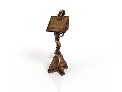 Intricate Carved Wooden Furniture Stand Featuring Square Top And Curved Decorative Element 3d model