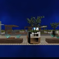 Outdoor Rooftop Lounge Area With Seating Dining Space And Night Sky View”