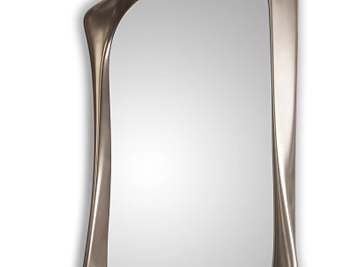 Modern Curved Mirror With Sleek Metallic Frame And Elegant Design For Contemporary Home Interior 3d model