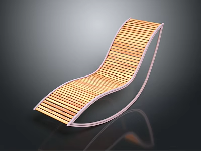 Elegant Modern Lounge Chair With Curved Wooden Slats And Smooth Design Lines 3d model