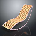 Elegant Modern Lounge Chair With Curved Wooden Slats And Smooth Design Lines