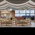 Modern Cafe Interior Design With Pendant Lights Large Windows And Wooden Tables Chairs
