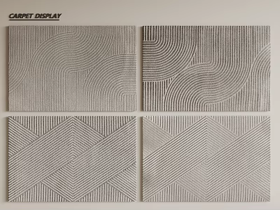 Various Square Carpet Designs with Geometric and Wave Patterns on 3d model