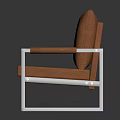 Modern Brown Leather Chair With Sleek Metal Frame And Comfortable Armrests