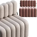 Modern Single Sofa With Vertical Stripe Design Light Tone And Metal Armrests 3d model