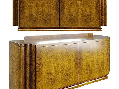 Classic Wooden TV Stand With Carved Patterns And Cabinet Doors For Living Room 3d model